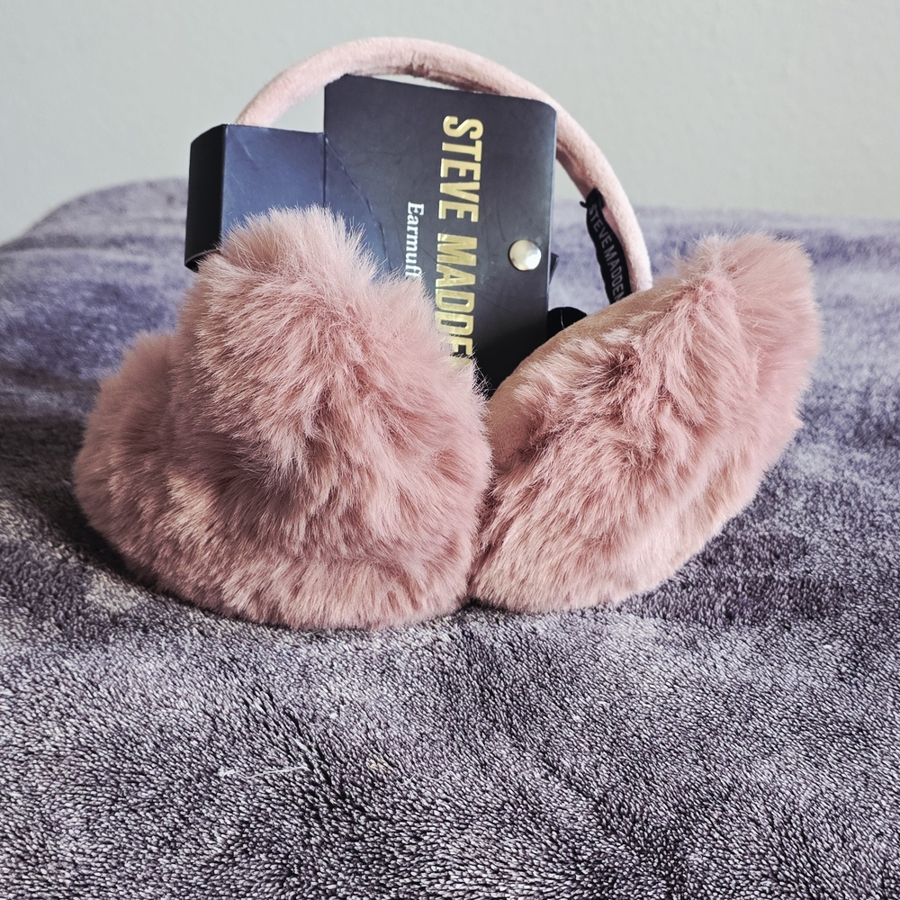 Steve Madden Pink Faux Fur Earmuffs